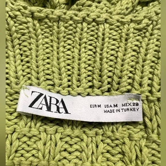 Zara Green Ribbed Cropped Tank Top - Picture 5 of 6